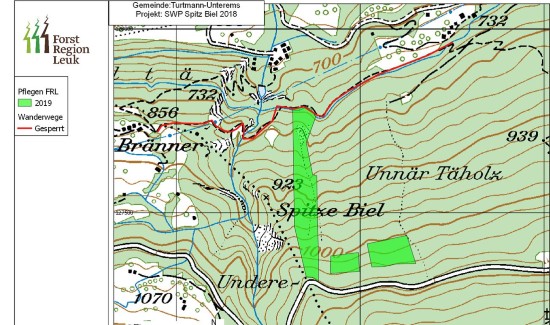 Schutzwaldpflege Wanderweg gesperrt gross